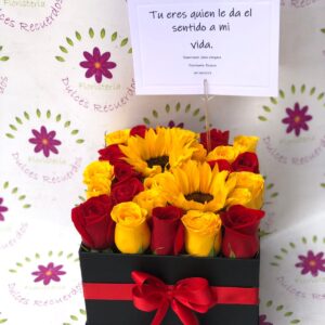 CAJA GIRASOL Y ROSA
